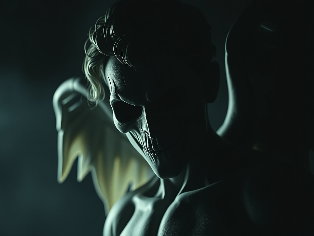 Killer in a creepy Cupid mask.