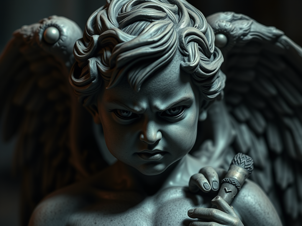 Sinister looking Cupid statue.